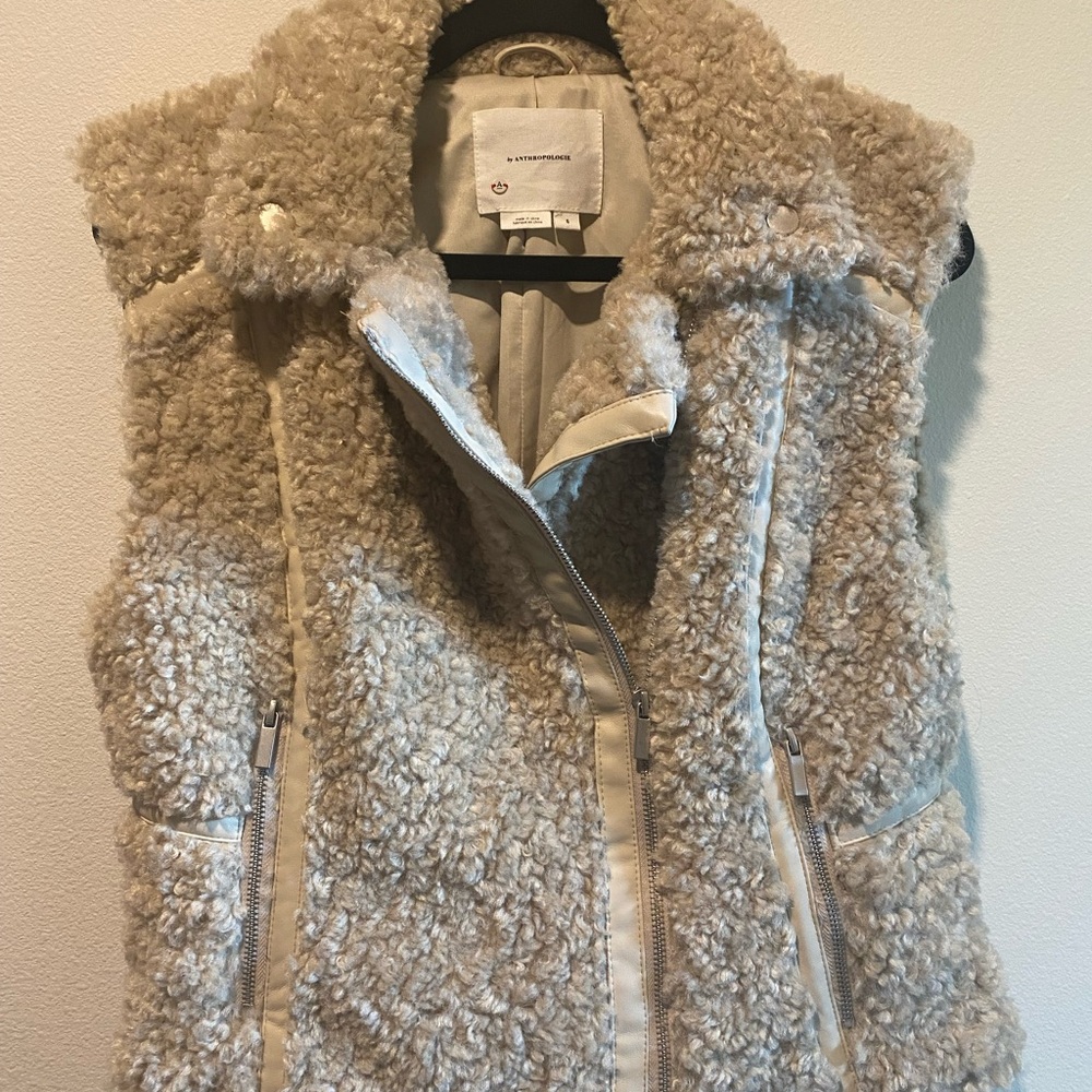 Anthropologie Cream Teddy Vest